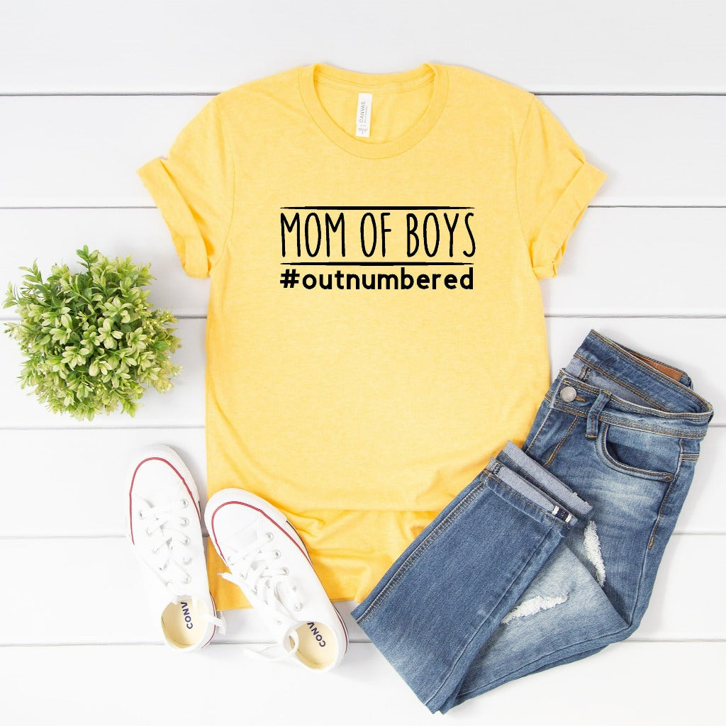 mothers day gift, boy mom shirt, graphic tee, outnumbered mom of boys, tshirt, t-shirt, gift for mom, new mom gift, mom hospital outfit
