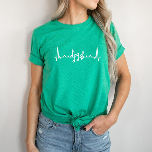 music teacher shirt, teacher appreciation gift, music lover, musical notes graphic tee, music heartbeat tshirt
