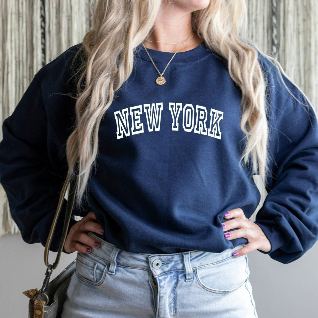 brandy melville new york sweatshirt pullover sweater navy blue