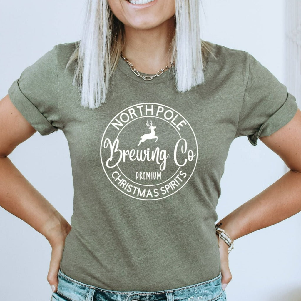 north pole brewing company shirt, funny christmas tshirt, christmas party outfit, holiday shirt for her, cute christmas shirt, christmas gift