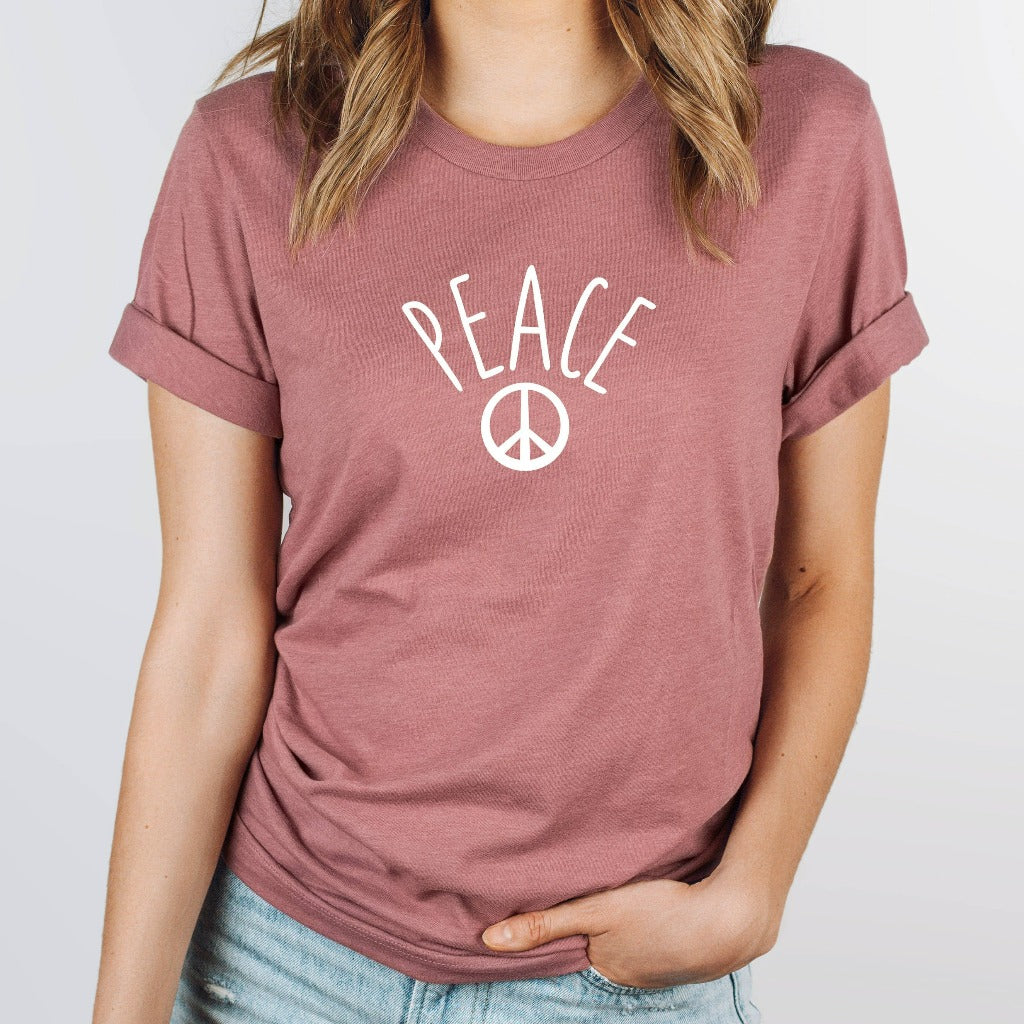 Peace Out graphic tee shirt, peace fingers, peace sign boho retro hippie shirt