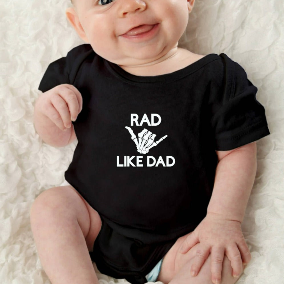 Rad like dad baby onesie, rad like dad toddler tshirt, matching daddy and me shirt set