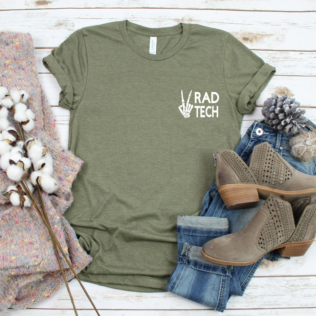 rad tech shirt, gift for rad tech, rad tech week tshirt, skeleton hands rad tech graphic tee