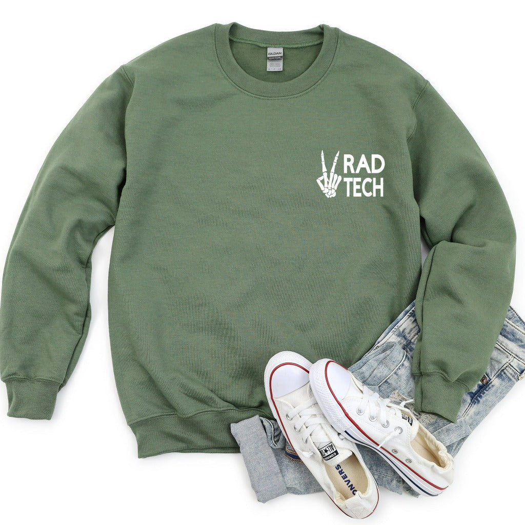 Rad Tech Crewneck Sweatshirt, shirt for National Rad Tech Week, Radiology Technician Shirt, Rad Tech Gift, Skeleton Hand