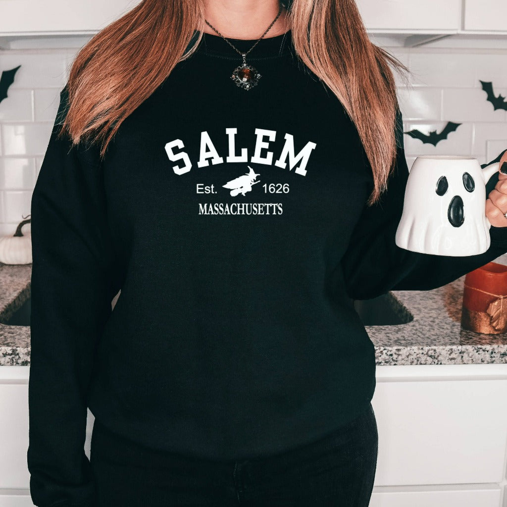 Salem Massachusetts Crewneck Sweatshirt, Halloween Witch TShirt, Witch Graphic Tee, Fall Shirt for Her