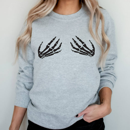 skeleton hands crewneck sweatshirt, halloween sweatshirt for her, funny fall sweatshirts