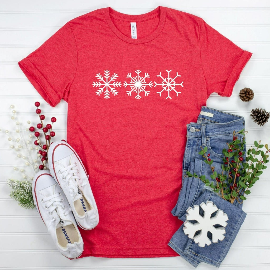 snowflake shirt, let it snow tshirt, snow flake graphic tee, christmas shirt, holiday party shirt, cute christmas tee