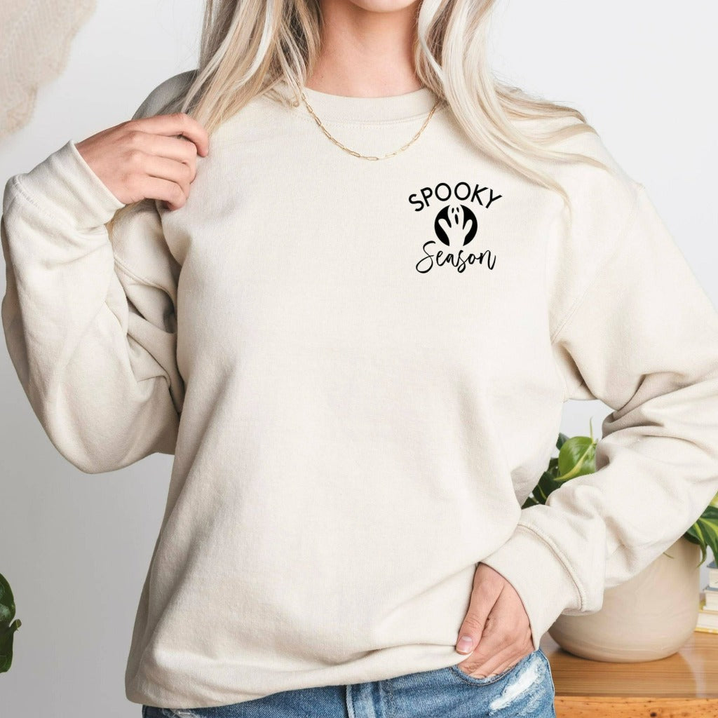 Spooky season halloween crewneck sweatshirt, stay spooky halloween party shirt for her for teachers