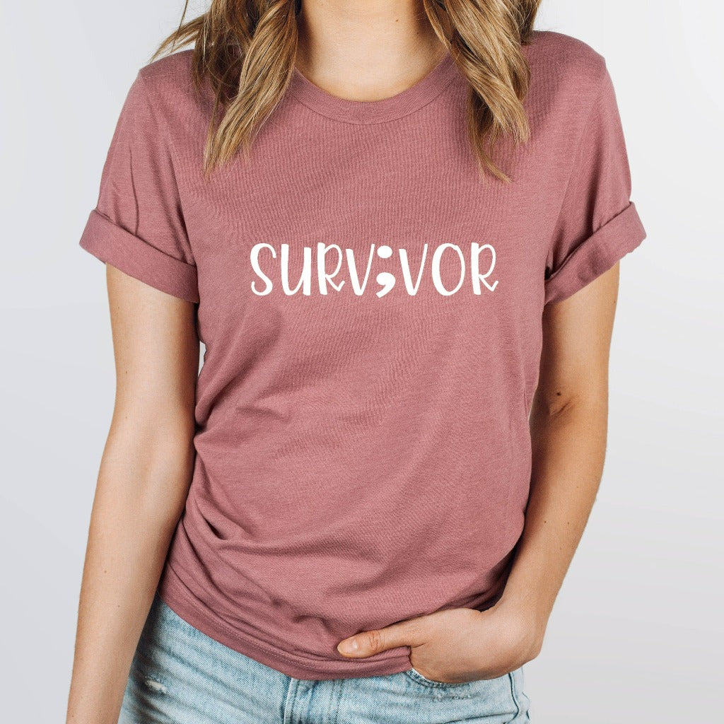 Semicolon Shirt, Survivor TShirt, Mental Health Matters, Semicolon Survivor Tee, Your Story Isn't Over, Suicide Awareness