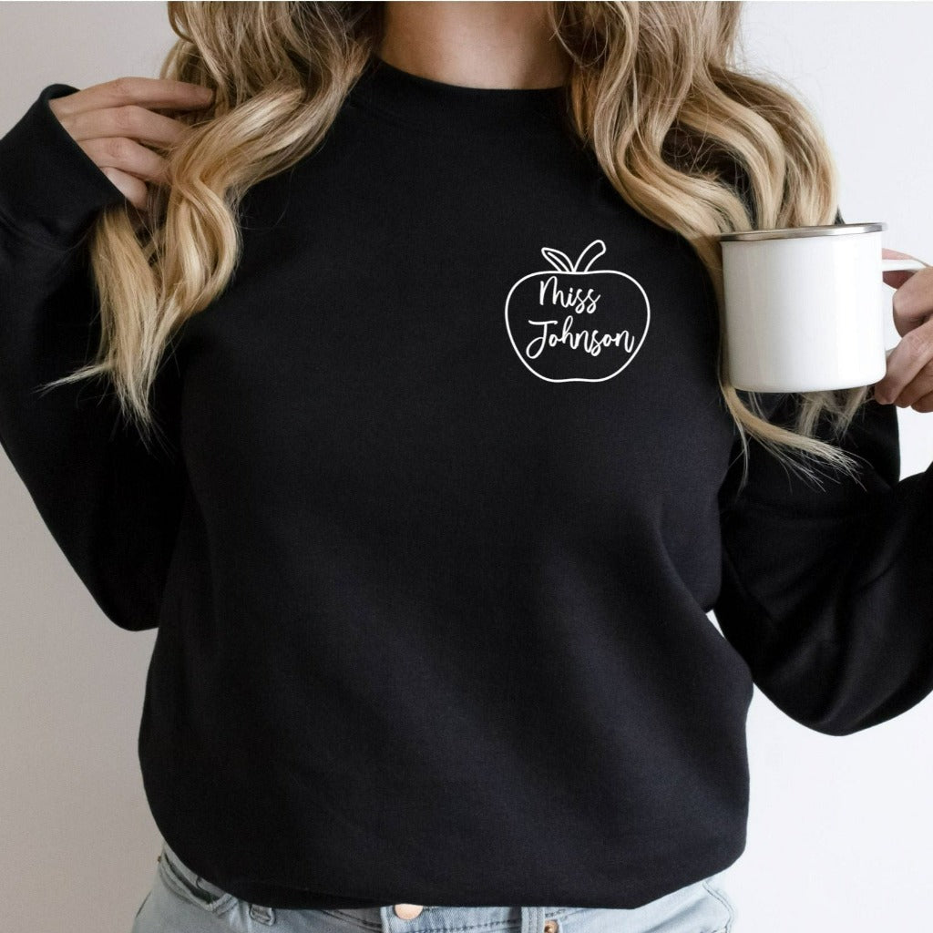 personalized teacher name shirt, customized teacher name shirt, gift for new teacher, teacher appreciation gift, field trip shirt, back to school shirt, crewneck sweatshirt