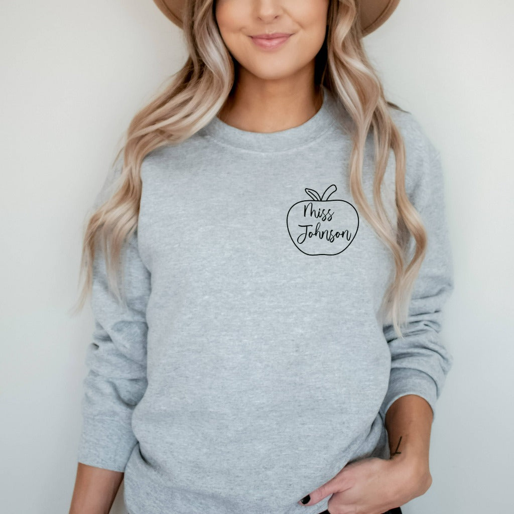 personalized teacher name shirt, customized teacher name shirt, gift for new teacher, teacher appreciation gift, field trip shirt, back to school shirt, crewneck sweatshirt