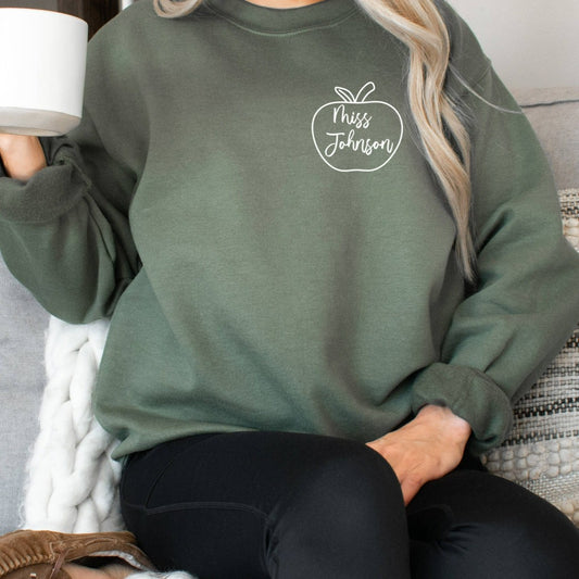 personalized teacher name shirt, customized teacher name shirt, gift for new teacher, teacher appreciation gift, field trip shirt, back to school shirt, crewneck sweatshirt