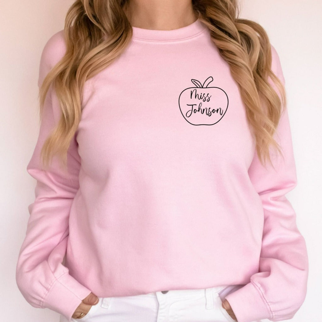 personalized teacher name shirt, customized teacher name shirt, gift for new teacher, teacher appreciation gift, field trip shirt, back to school shirt, crewneck sweatshirt