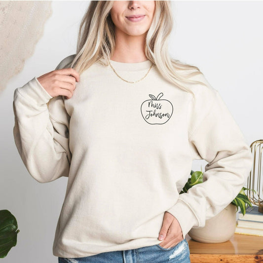 personalized teacher name shirt, customized teacher name shirt, gift for new teacher, teacher appreciation gift, field trip shirt, back to school shirt, crewneck sweatshirt