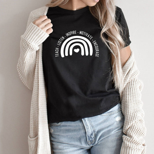 boho teacher rainbow shirt, graphic tee, teacher gift, teacher appreciation, back to school, first day of school shirt