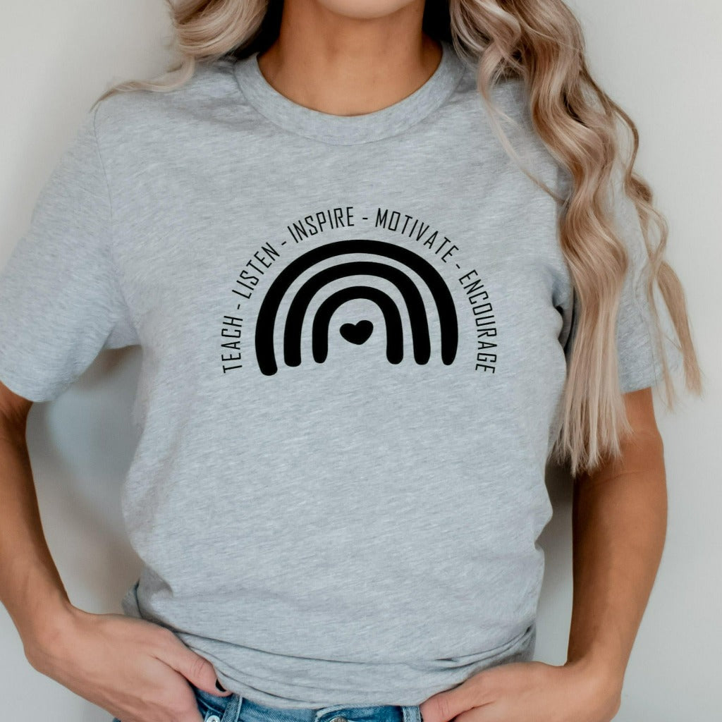 boho teacher rainbow shirt, graphic tee, teacher gift, teacher appreciation, back to school, first day of school shirt
