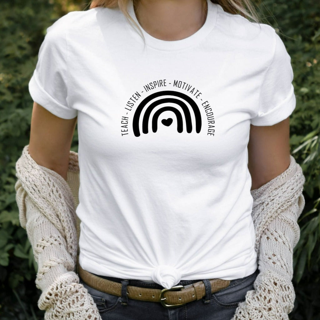 boho teacher rainbow shirt, graphic tee, teacher gift, teacher appreciation, back to school, first day of school shirt