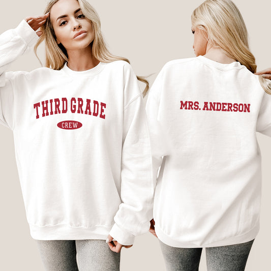 Personalized Teacher Sweatshirt, Grade Level Group Teacher Shirts, Matching Teacher Team Crewneck, Back to School