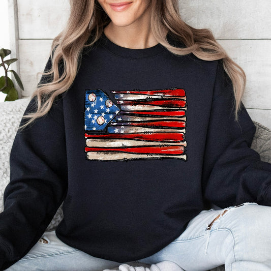 Baseball Flag Sweatshirt, Patriotic Baseball Crewneck, American Flag Hoodie, Baseball Gift Idea, Game Day Baseball Shirt, Baseball Mom Shirt
