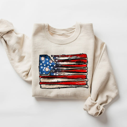 Baseball Flag Sweatshirt, Patriotic Baseball Crewneck, American Flag Hoodie, Baseball Gift Idea, Game Day Baseball Shirt, Baseball Mom Shirt