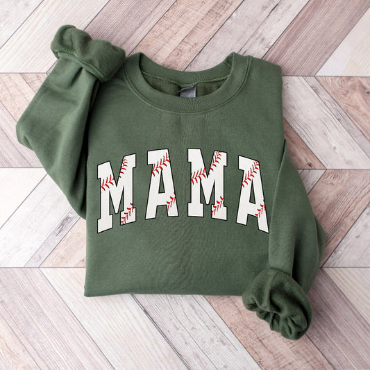 Cute Baseball Mama Sweatshirt, Mothers Day Gift For Baseball Mom, Gift For Baseball Lover Mom Crewneck, Baseball Season Mom Hoodie