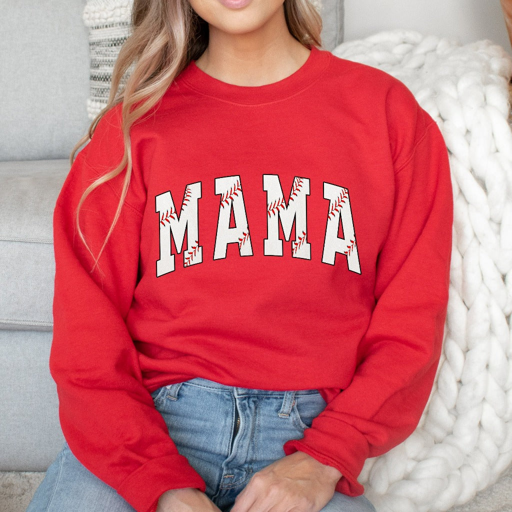 Cute Baseball Mama Sweatshirt, Mothers Day Gift For Baseball Mom, Gift For Baseball Lover Mom Crewneck, Baseball Season Mom Hoodie