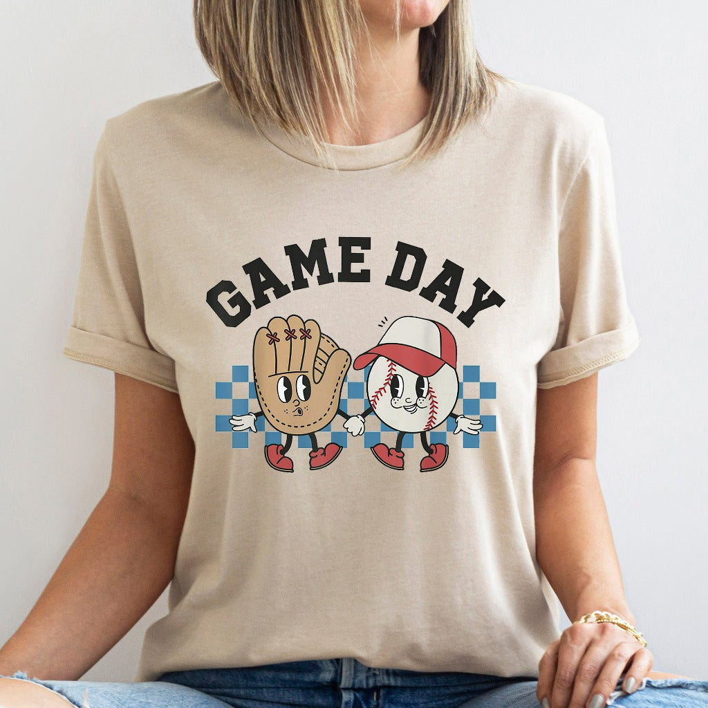 Retro Game Day Baseball Shirt, Baseball TShirt, Baseball Coach School Spirit Shirt, Baseball Mom Graphic Tee, Baseball Fan Gift for Her