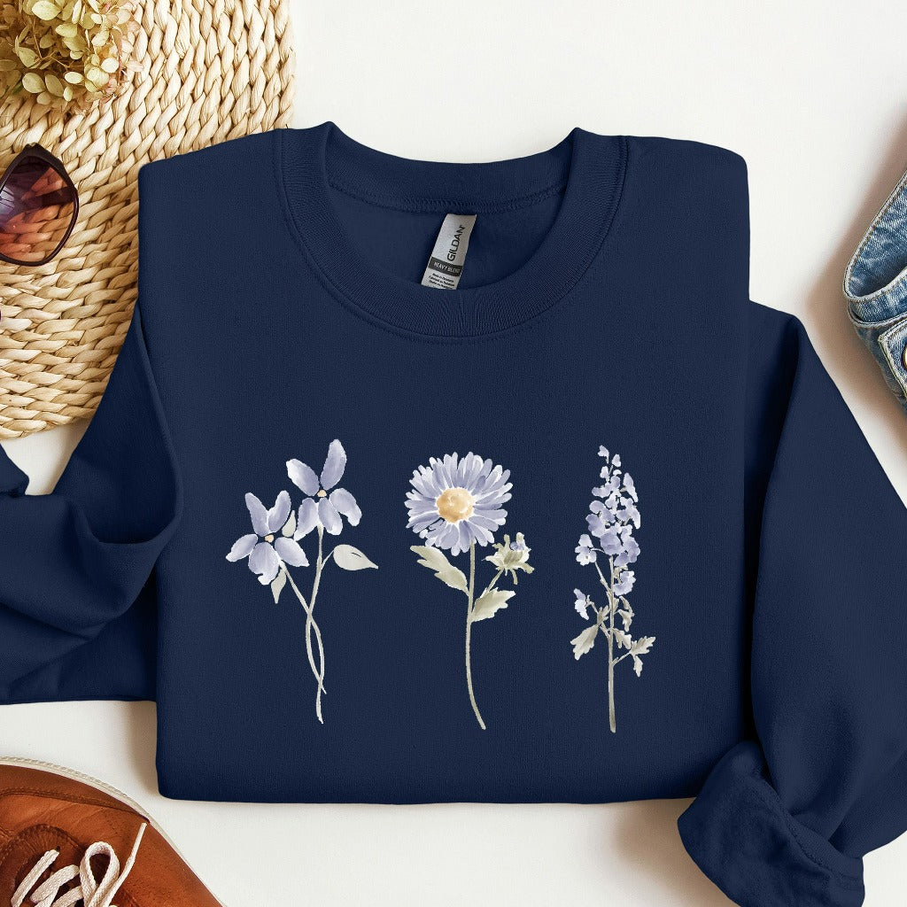 Custom Birth Month Flower Sweatshirt, Christmas Gift for Her, Floral Crewneck Sweater, Sentimental Birthday Idea, Perfect Mothers Day Gift
