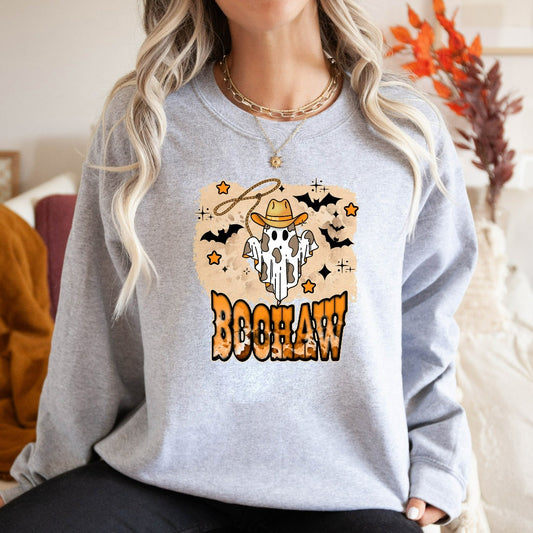 Halloween Retro Boohaw Sweatshirt, Halloween Crewneck Sweater, Cute Western Ghost Hoodie, Cowboy Ghost Sweatshirt, Halloween Party Shirt