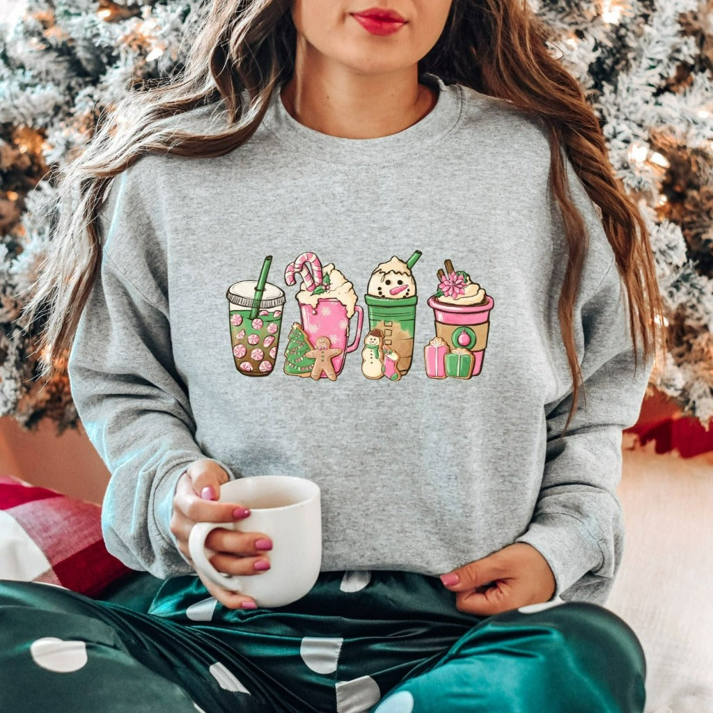 Christmas Coffee Sweatshirt, Christmas Crewneck, Christmas Shirt, Coffee Lover Gift Worker Winter Christmas Snowman Latte Coffee Lover