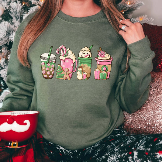 Christmas Coffee Sweatshirt, Christmas Crewneck, Christmas Shirt, Coffee Lover Gift Worker Winter Christmas Snowman Latte Coffee Lover