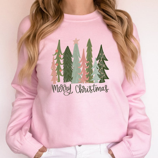 Merry Christmas Tree Sweatshirt, Merry & Bright Christmas Sweatshirt, Holiday Sweater, Womens Holiday Shirt, Winter Shirt, Christmas Gift