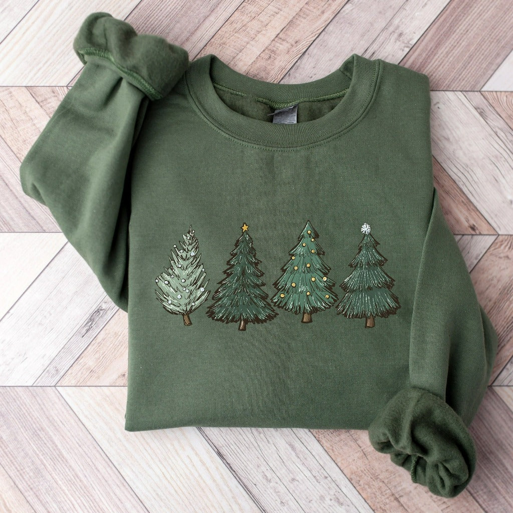 Christmas Sweatshirt, Womens Christmas Sweater, Christmas Crewneck Pullover, Christmas Tree Holiday Gift, Winter Sweatshirts for Her