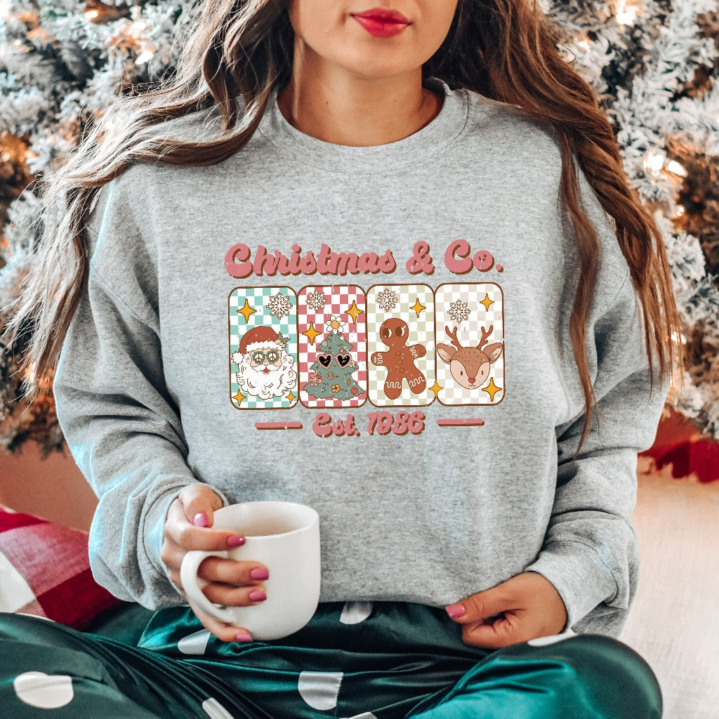 Retro Christmas and Company Sweatshirt, Vintage Christmas Tree Crewneck, Reindeer Sweater, Santa Shirt, Holiday Outfit, Christmas Gifts