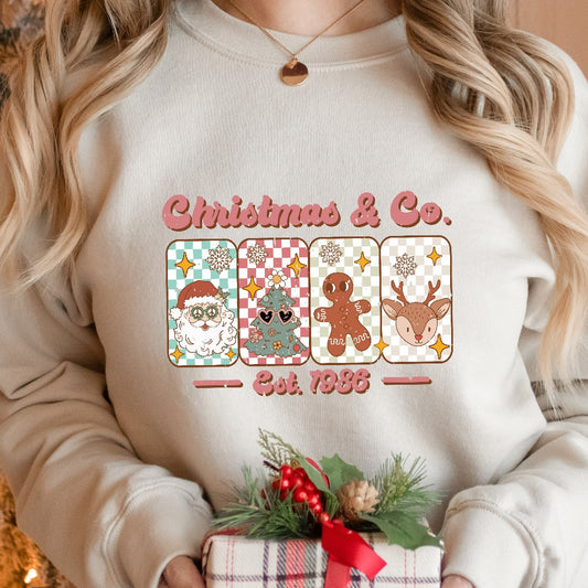 Retro Christmas and Company Sweatshirt, Vintage Christmas Tree Crewneck, Reindeer Sweater, Santa Shirt, Holiday Outfit, Christmas Gifts