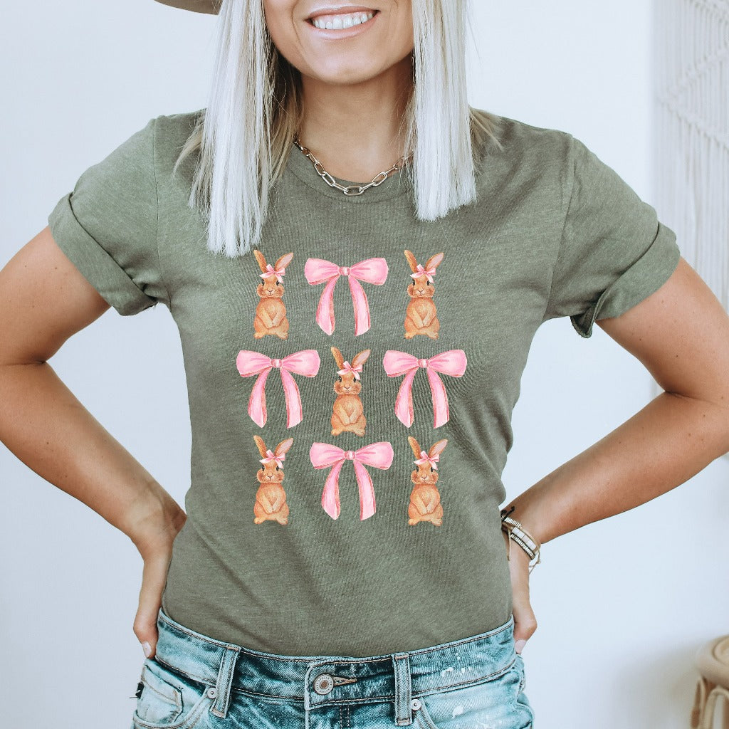 Coquette Bunny Shirt, Easter Bunny TShirt, Easter Graphic Tee, Pink Bows Easter Shirt, Cute Easter Tee, Girly Easter Shirt, Easter Gift