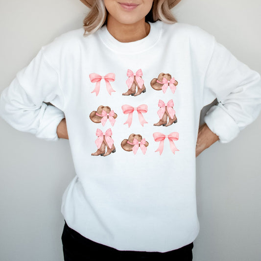 Pink Cowgirl Sweatshirt, Coquette Cowgirl Crewneck, Girly Cowgirl Sweater, Coquette Bow Shirt, Western Coquette Aesthetic T Shirt Gift