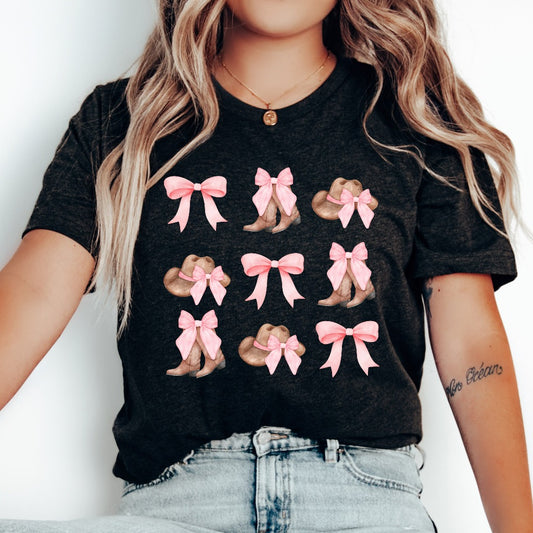 Pink Cowgirl Shirt, Coquette Cowgirl TShirt, Girly Cowgirl Graphic Tee, Coquette Bow Shirt, Western Coquette Aesthetic T Shirt, Cowgirl Gift