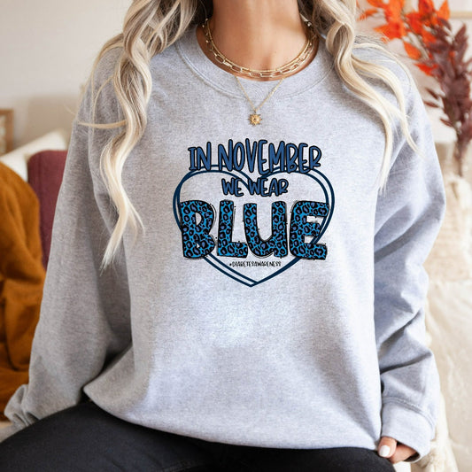 Diabetes Awareness Sweatshirt, In November We Wear Blue Crewneck, Blue Ribbon Sweater, Diabetic Gifts, Diabetes Month Walk