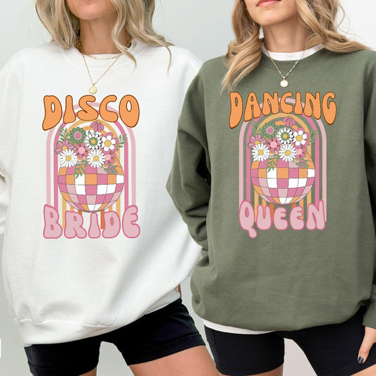 Disco Bachelorette Sweatshirts, Brides Last Disco Theme Bachelorette Crewneck, Hippie Disco Bride, 70s Bachelorette, Groovy Dancing Queen