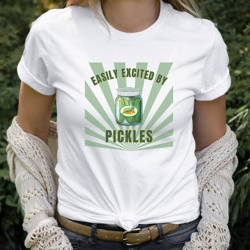 Pickle Lovers Shirt, Easily Excited by Pickles TShirt, Canning Season Graphic Tee, Gift for Pickle Lovers, Funny Pickle Shirt, Gift for Her