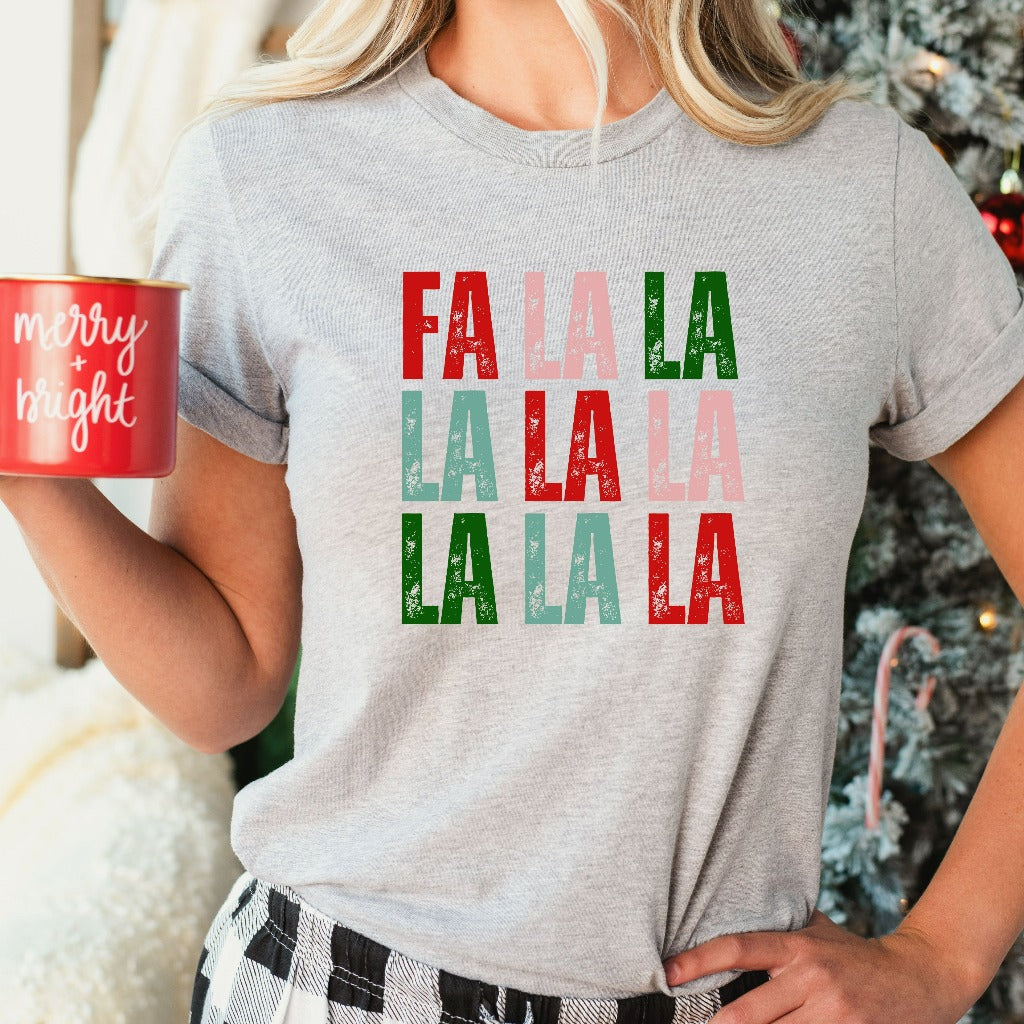 Fa La La La La Christmas Shirt, Women's Holiday TShirt, Men's Holiday Shirt, Red & Green Holiday Graphic Tee, Fun Christmas Shirt, Xmas Gift