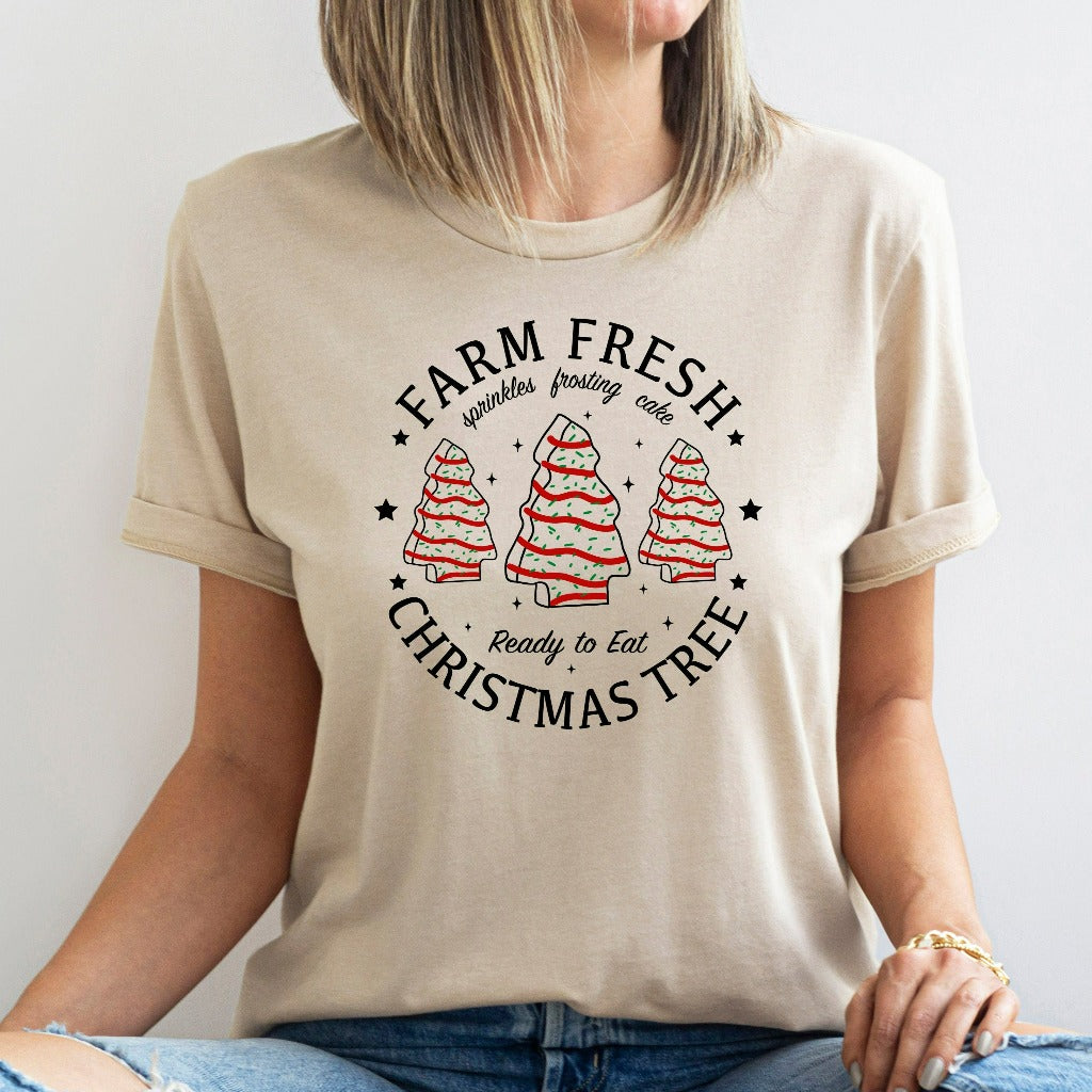 Farm Fresh Christmas Tree Cakes Shirt, Christmas Cake TShirt, Christmas Tree Farm Graphic Tee, Funny Christmas Shirt, Christmas Party Tee