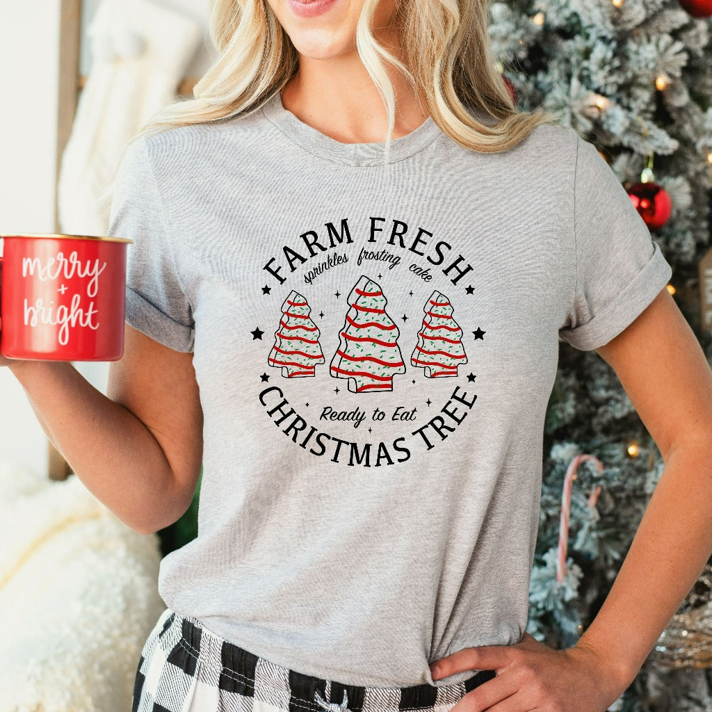 Farm Fresh Christmas Tree Cakes Shirt, Christmas Cake TShirt, Christmas Tree Farm Graphic Tee, Funny Christmas Shirt, Christmas Party Tee