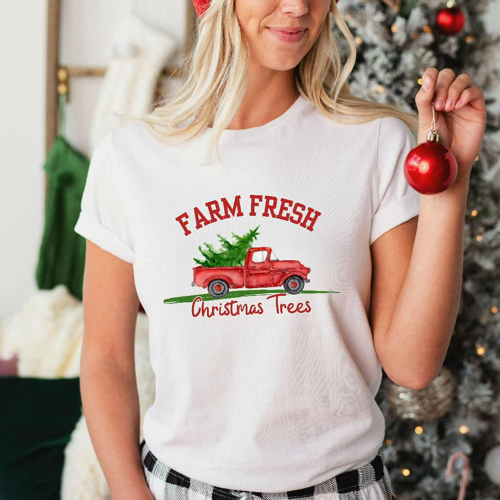 Farm Fresh Christmas Tree Shirt, Christmas Tree TShirt, Christmas Tree Farm Graphic Tee, Christmas Party Tee, Christmas Gift, Winter Shirt