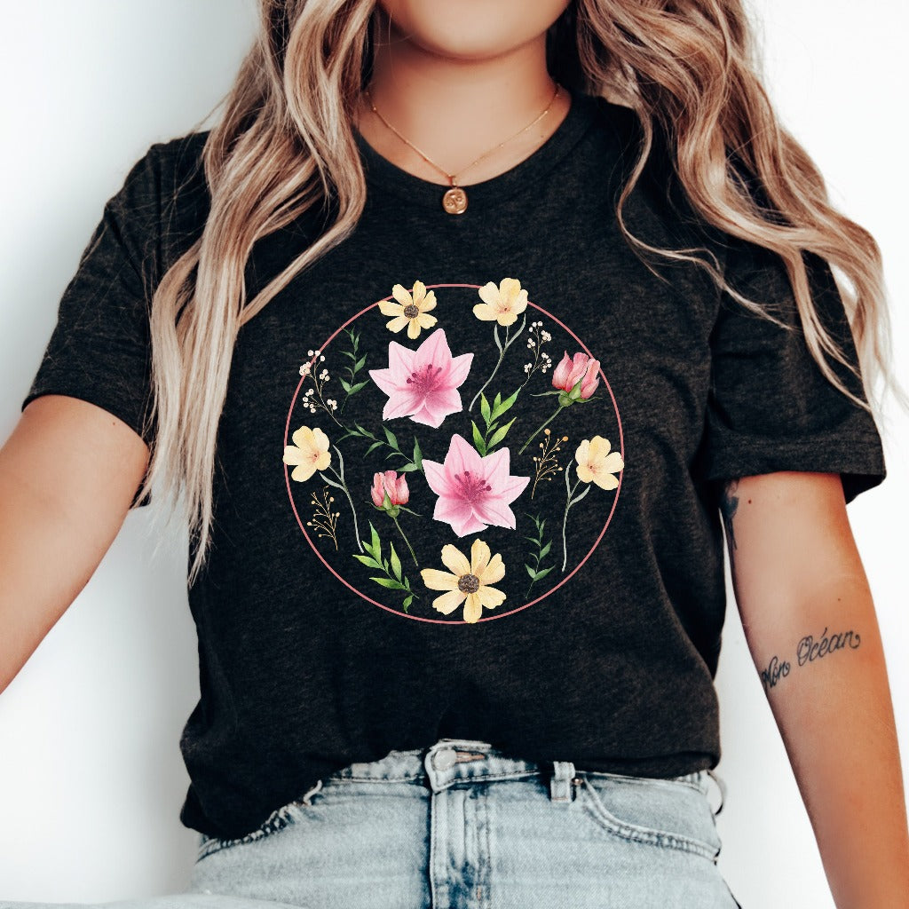 Wildflower Tshirt, Flower Shirt, Gift for Women, Ladies Shirts, Flowers Lover Shirt, Wild Flowers Shirt, Floral Tshirt, Gift for Mom
