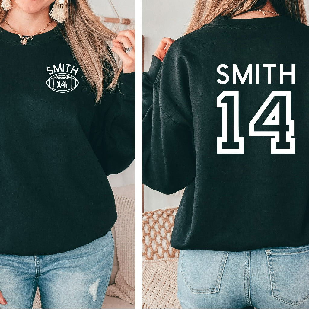 Custom Football Mom Sweatshirt, Personalized Football Crewneck, Game Day Hoodie, Name and Number Football Sweatshirt, Football Fan Shirt