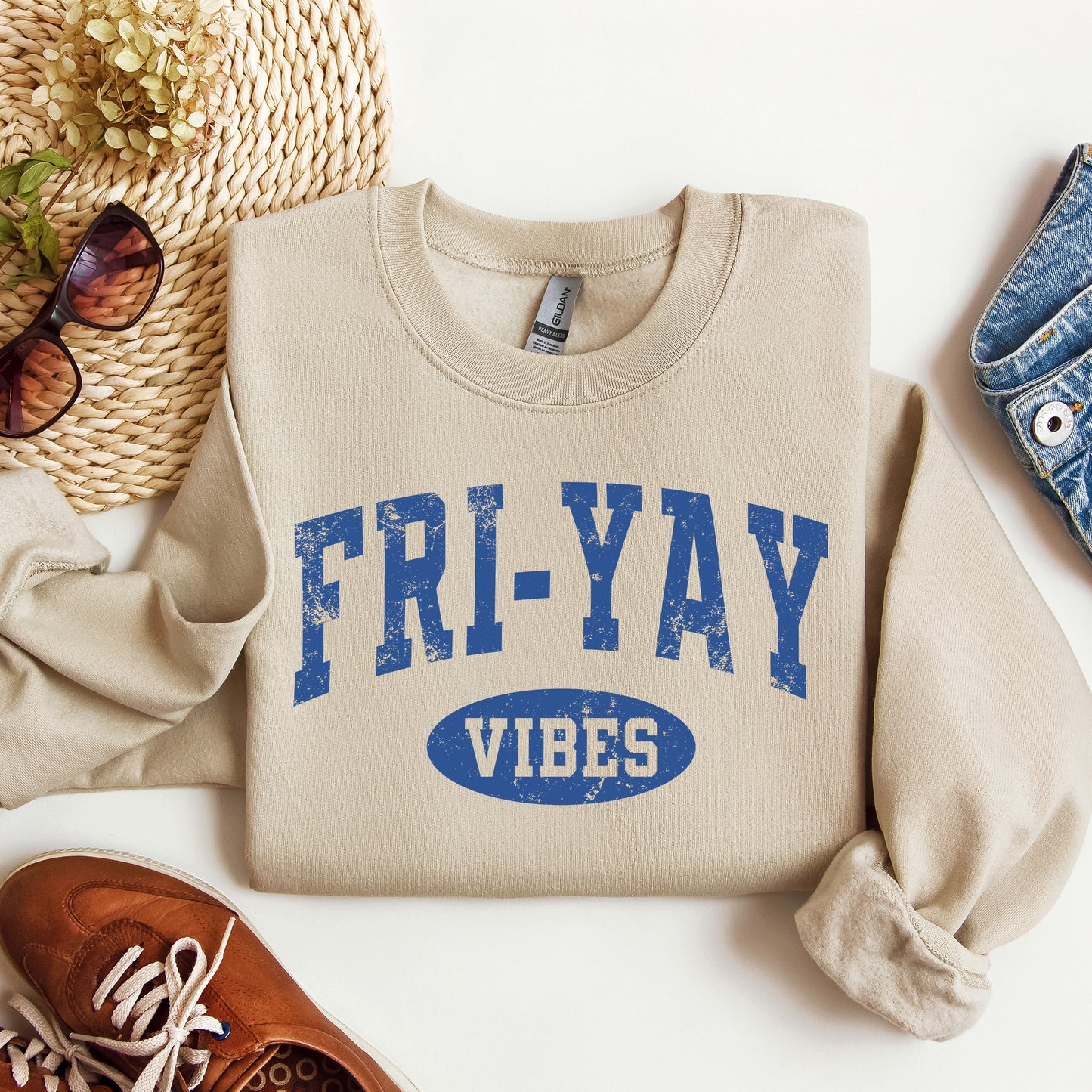 Fri-Yay Vibes Friday Crewneck Sweatshirt