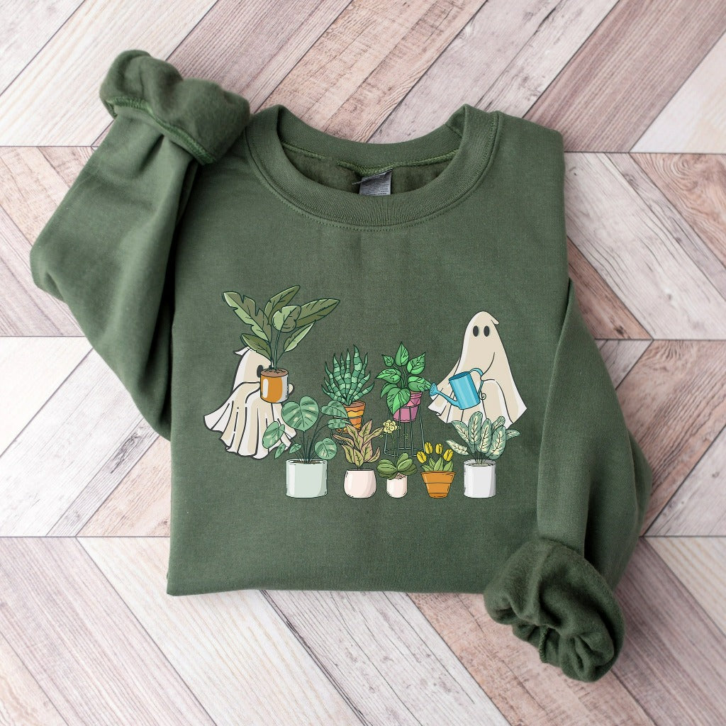 Ghost Plant Lady Sweatshirt, Ghost Plant Shirt, Halloween Plants Sweatshirt, Halloween Ghost Sweatshirt, Halloween Gift for Plant Lovers
