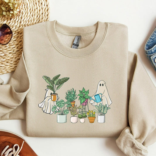 Ghost Plant Lady Sweatshirt, Ghost Plant Shirt, Halloween Plants Sweatshirt, Halloween Ghost Sweatshirt, Halloween Gift for Plant Lovers